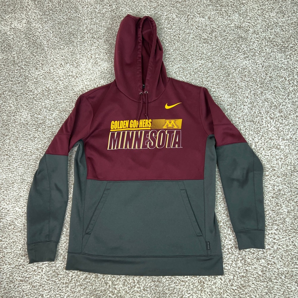 Minnesota Golden Gophers Hoodie Mens Large Maroon Gray Nike NCAA Sweatshirt Top